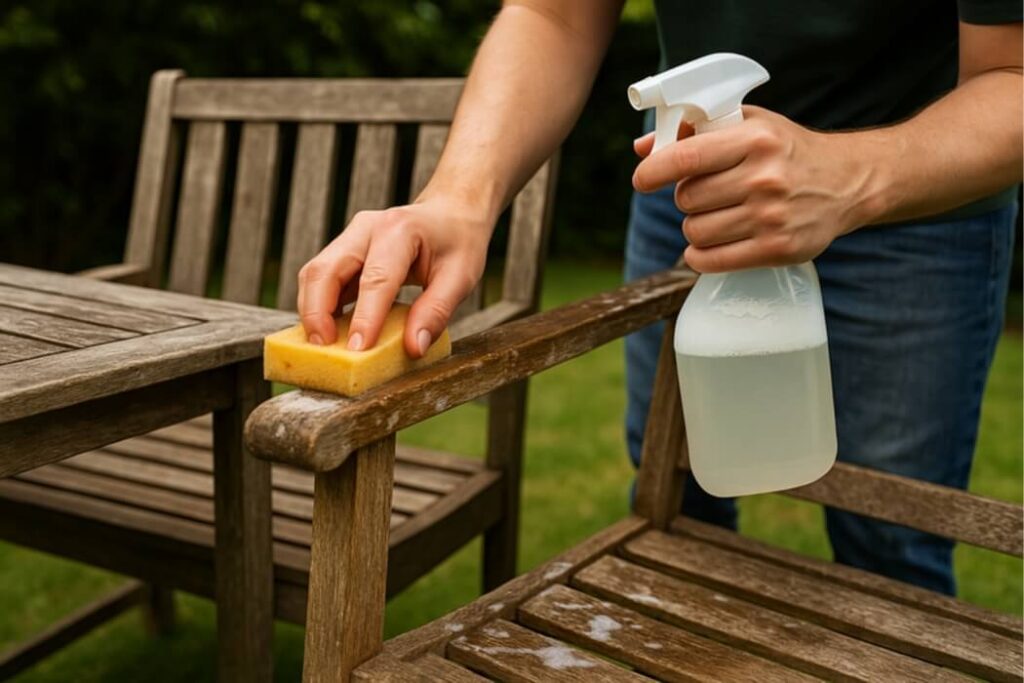 Hoe maak je houten tuinmeubelen schoon?