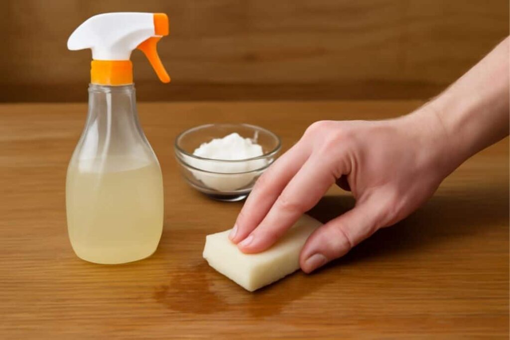 Hoe maak je plakkerig hout schoon?