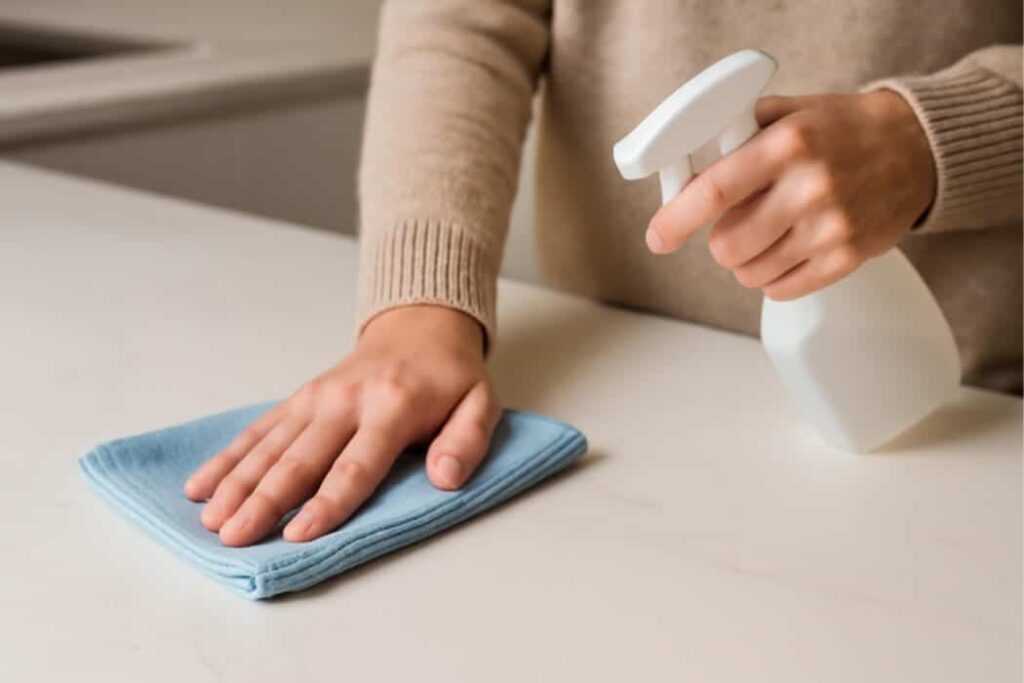 Hoe maak je solid surface schoon?